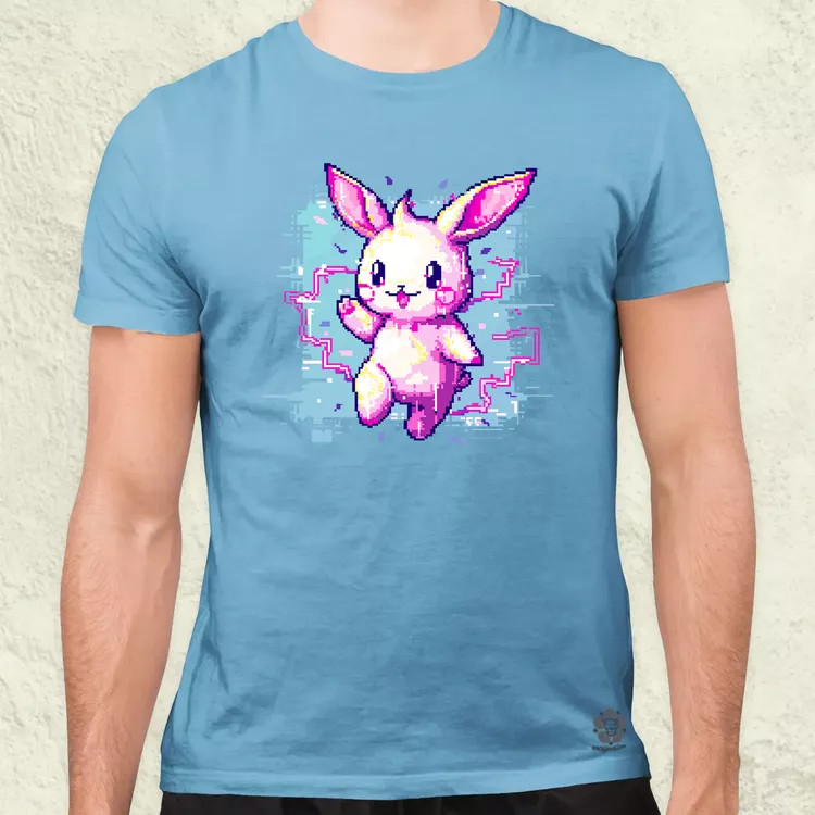Pixelart kawaii nyuszi v1 férfi póló