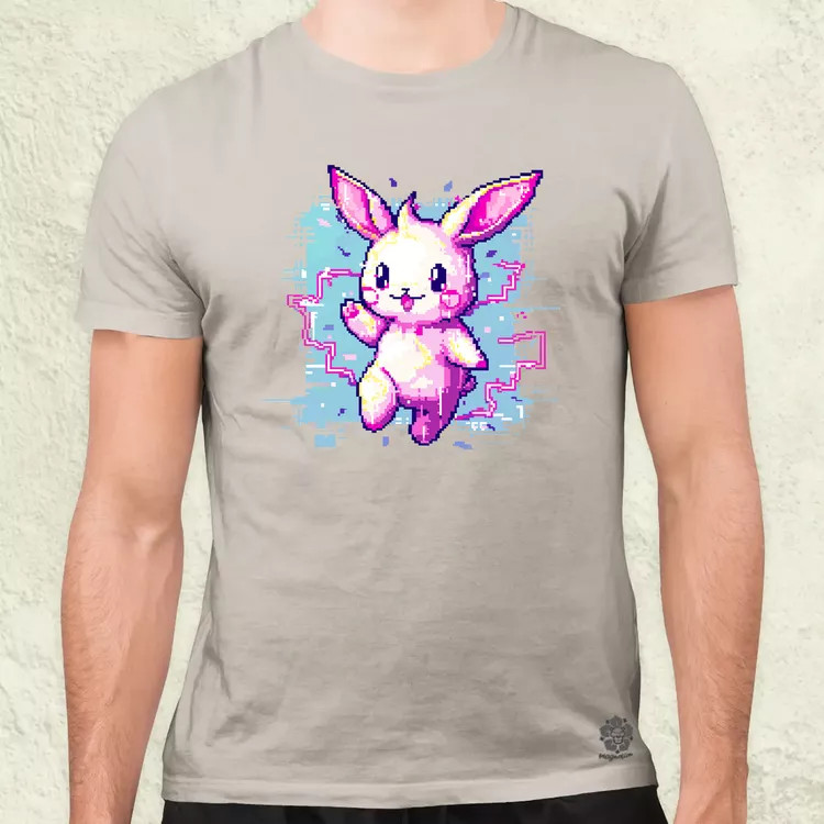 Pixelart kawaii nyuszi v1 férfi póló