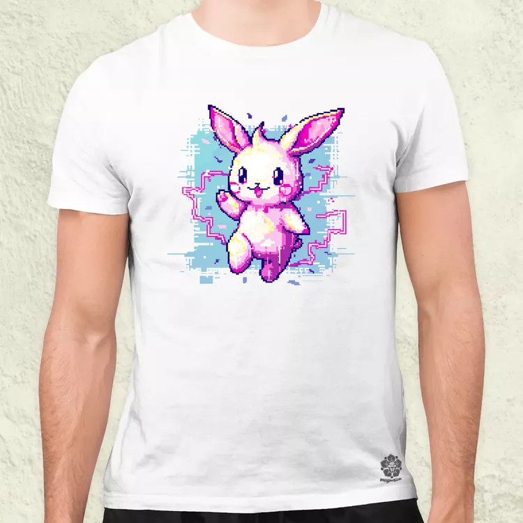 Pixelart kawaii nyuszi v1 férfi póló