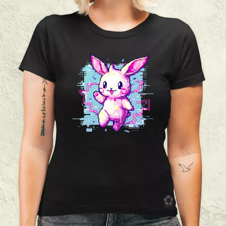 Pixelart kawaii nyuszi v1 női póló