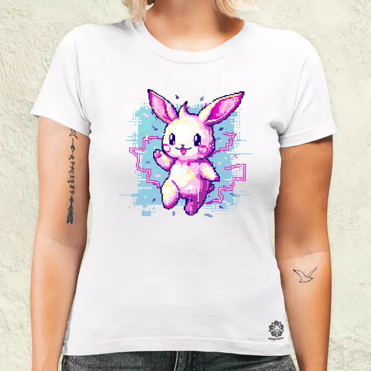 Pixelart kawaii nyuszi v1 női póló