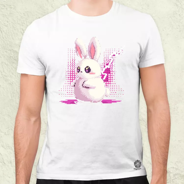 Pixelart kawaii nyuszi v2 férfi póló