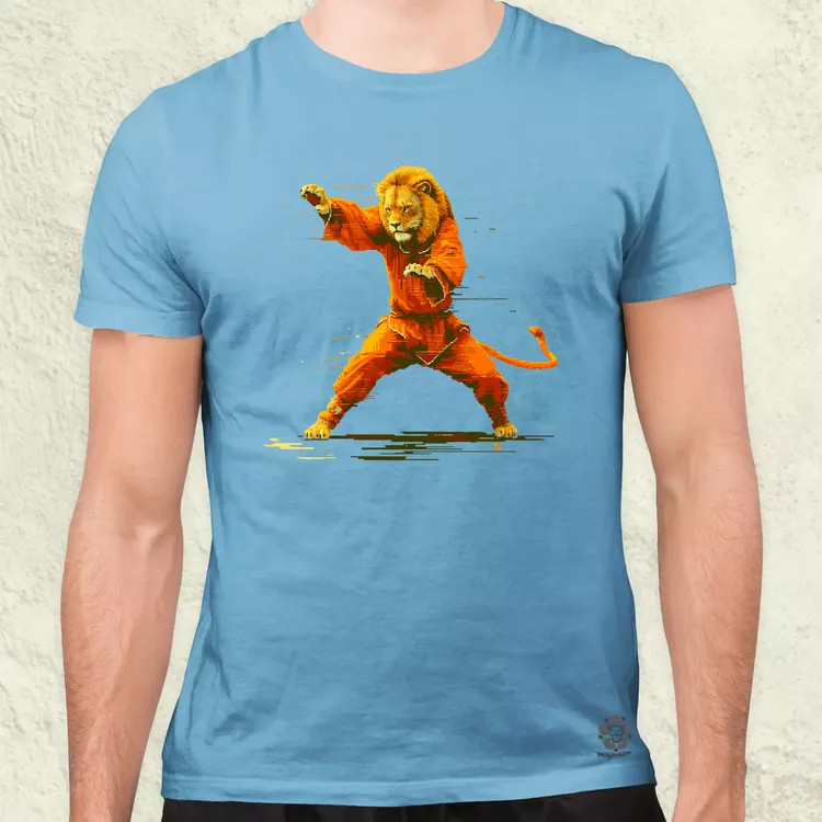 Pixelart kung fu oroszlán v1 férfi póló