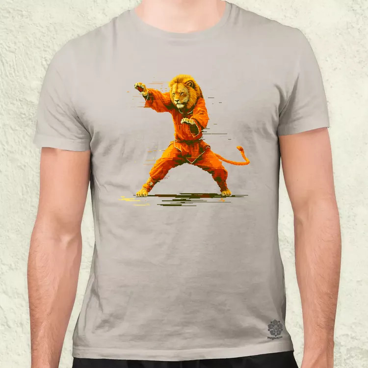 Pixelart kung fu oroszlán v1 férfi póló