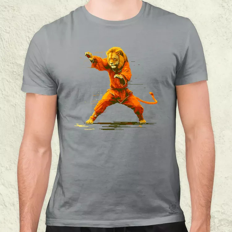 Pixelart kung fu oroszlán v1 férfi póló