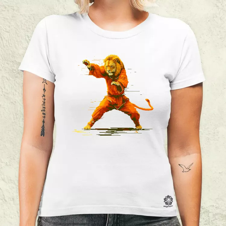 Pixelart kung fu oroszlán v1 női póló