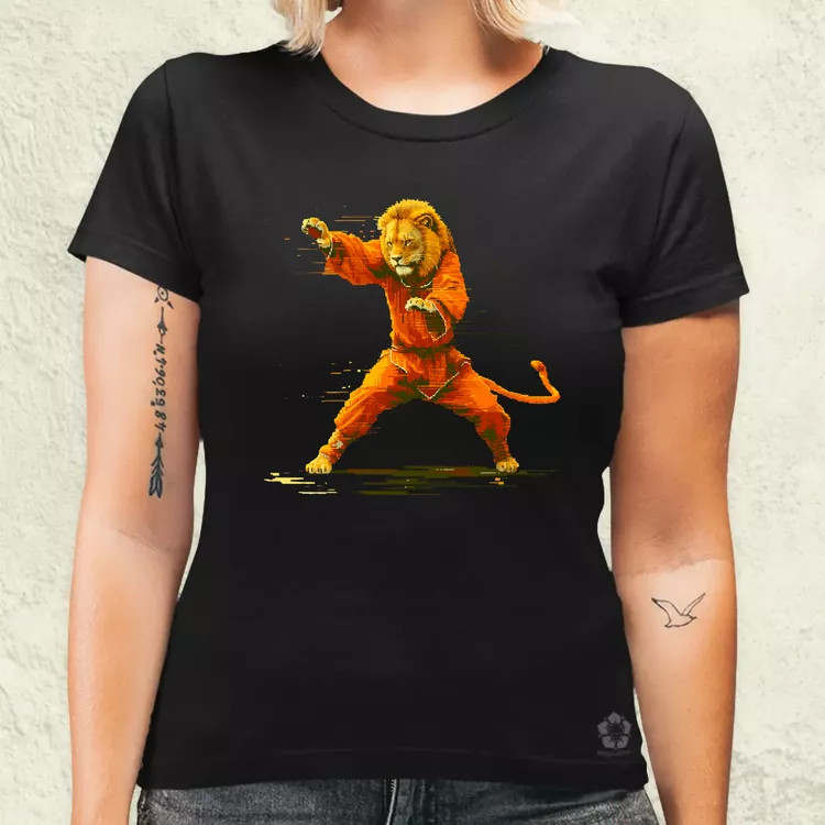 Pixelart kung fu oroszlán v1 női póló