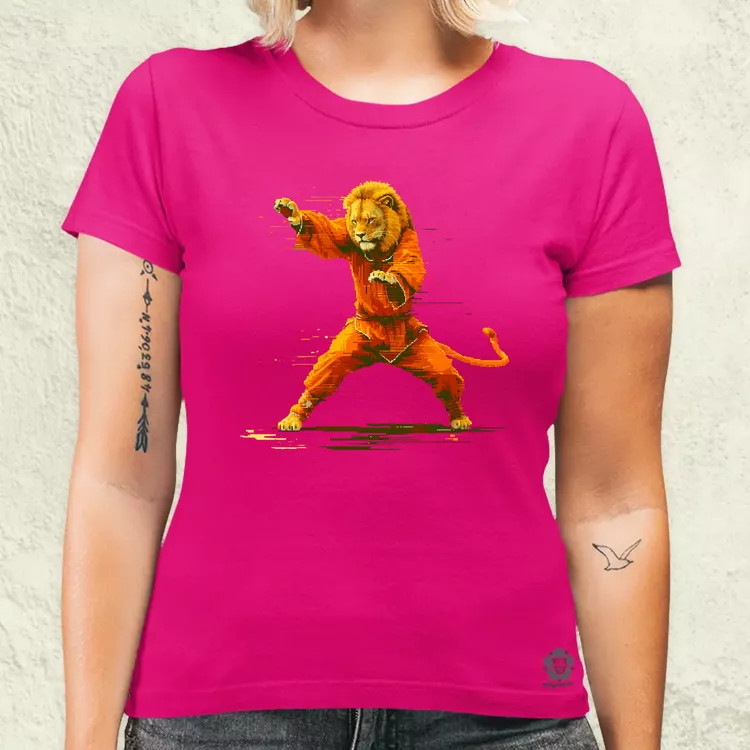 Pixelart kung fu oroszlán v1 női póló