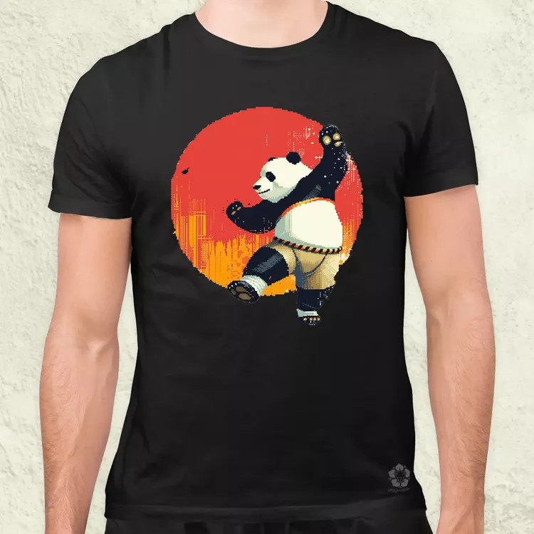Pixelart kung fu panda v3 férfi póló