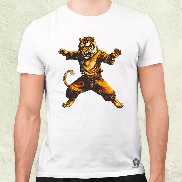 Pixelart kung fu tigris v1 férfi póló