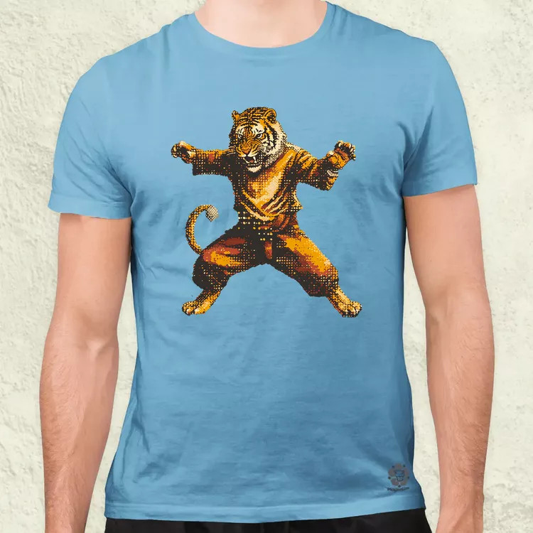 Pixelart kung fu tigris v1 férfi póló