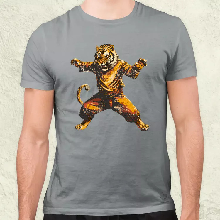 Pixelart kung fu tigris v1 férfi póló