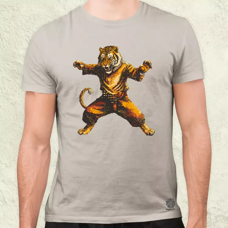 Pixelart kung fu tigris v1 férfi póló