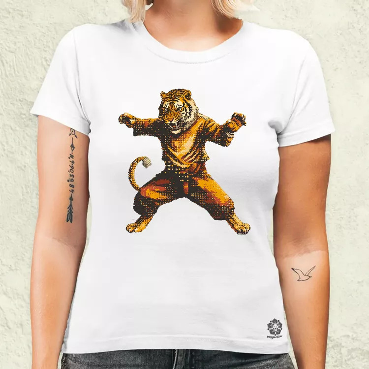 Pixelart kung fu tigris v1 női póló