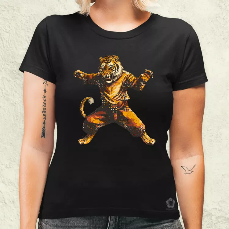 Pixelart kung fu tigris v1 női póló