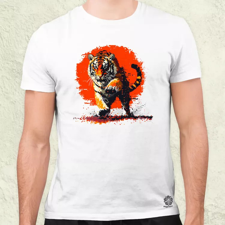 Pixelart kung fu tigris v2 férfi póló