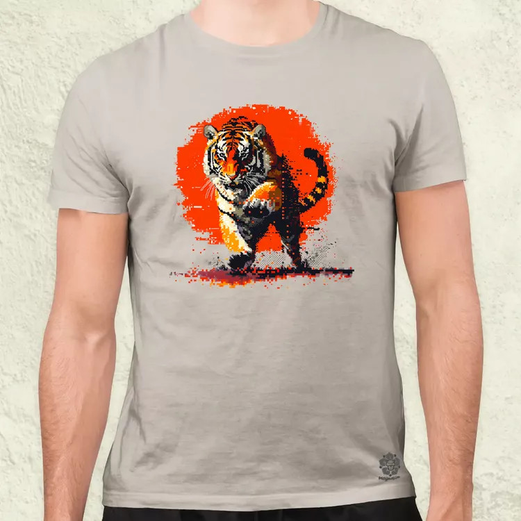 Pixelart kung fu tigris v2 férfi póló