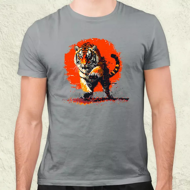 Pixelart kung fu tigris v2 férfi póló