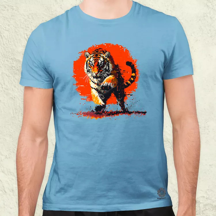 Pixelart kung fu tigris v2 férfi póló