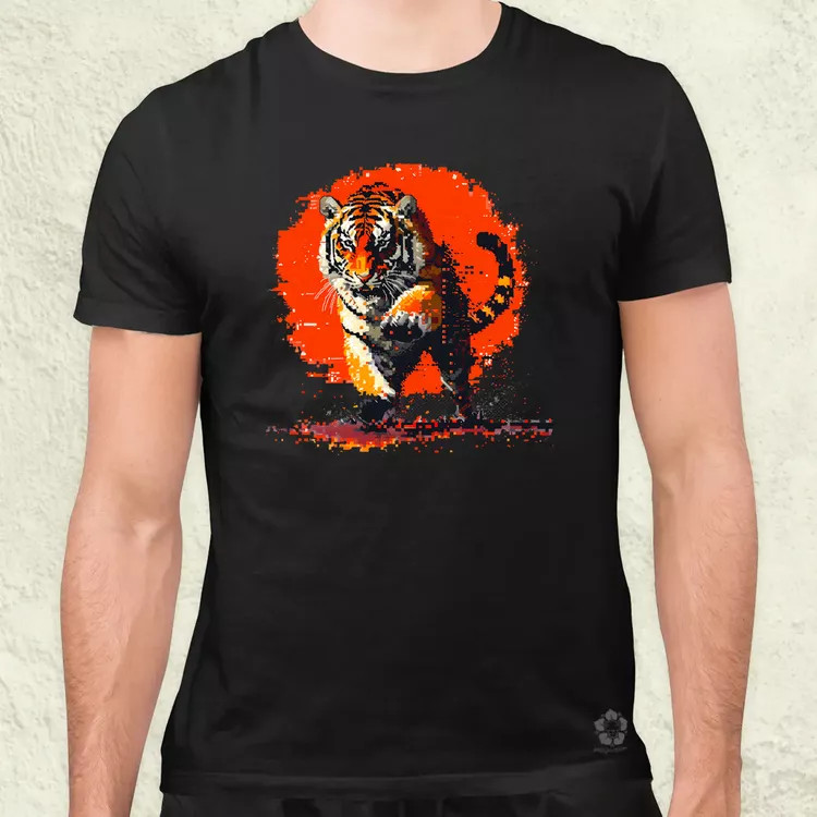Pixelart kung fu tigris v2 férfi póló