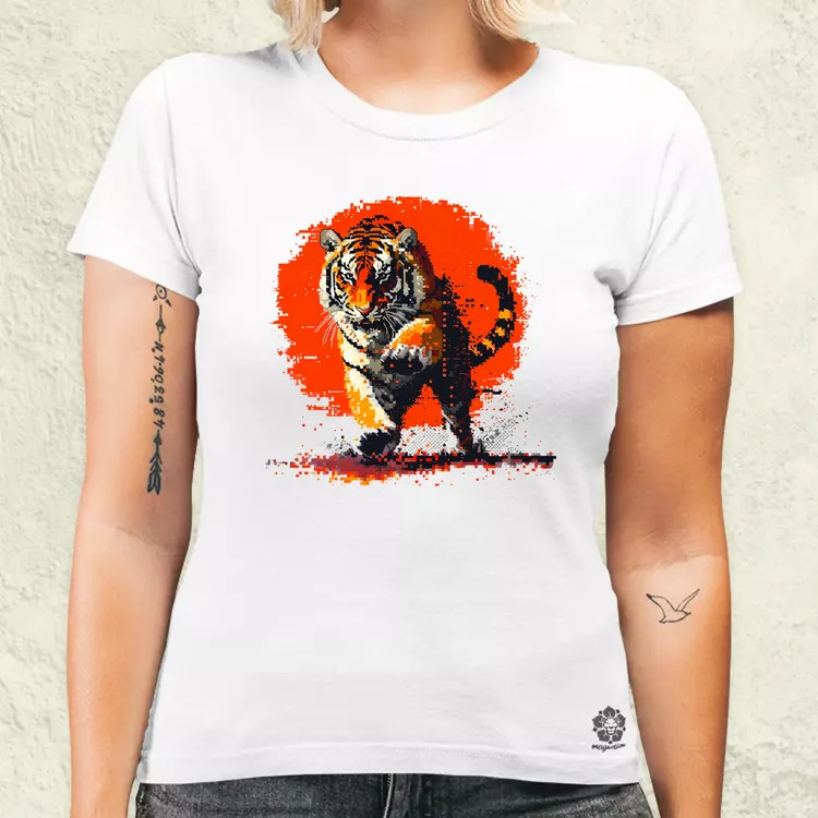 Pixelart kung fu tigris v2 női póló