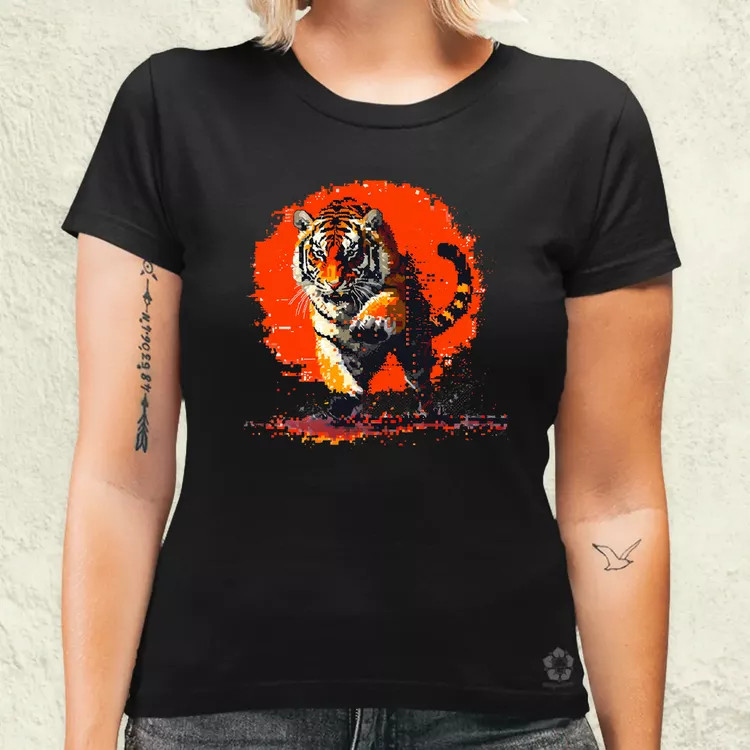 Pixelart kung fu tigris v2 női póló