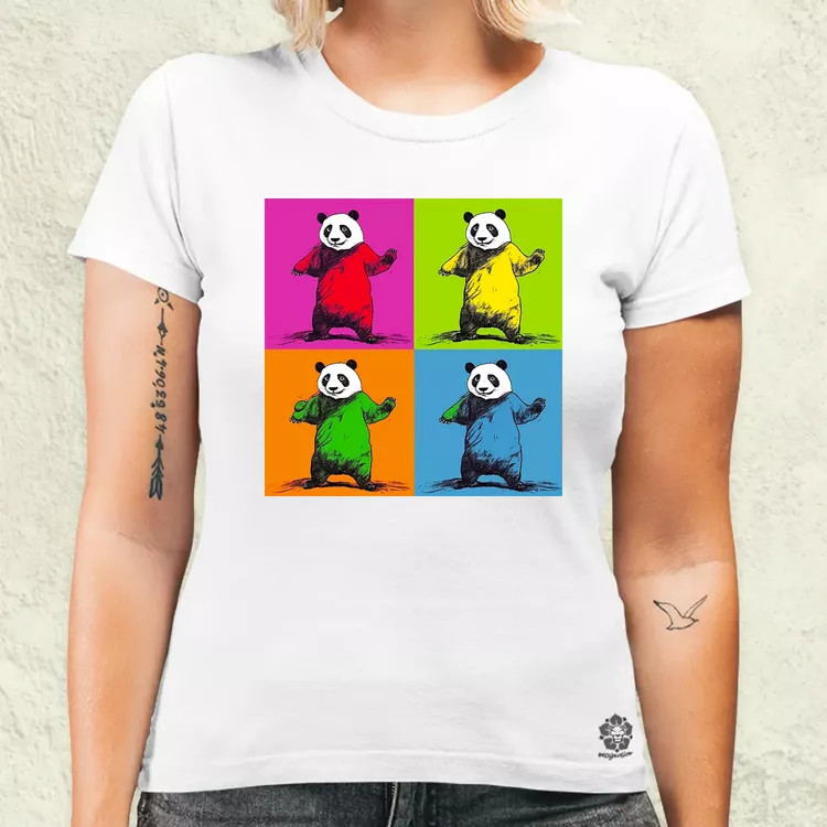Pop art pandák v2 női póló