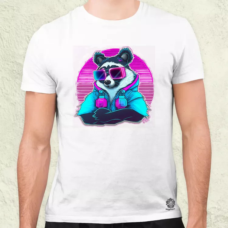 Retró hullám panda szemüvegben v3 férfi póló