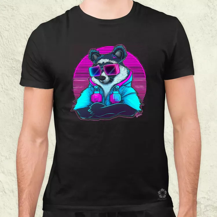Retró hullám panda szemüvegben v3 férfi póló