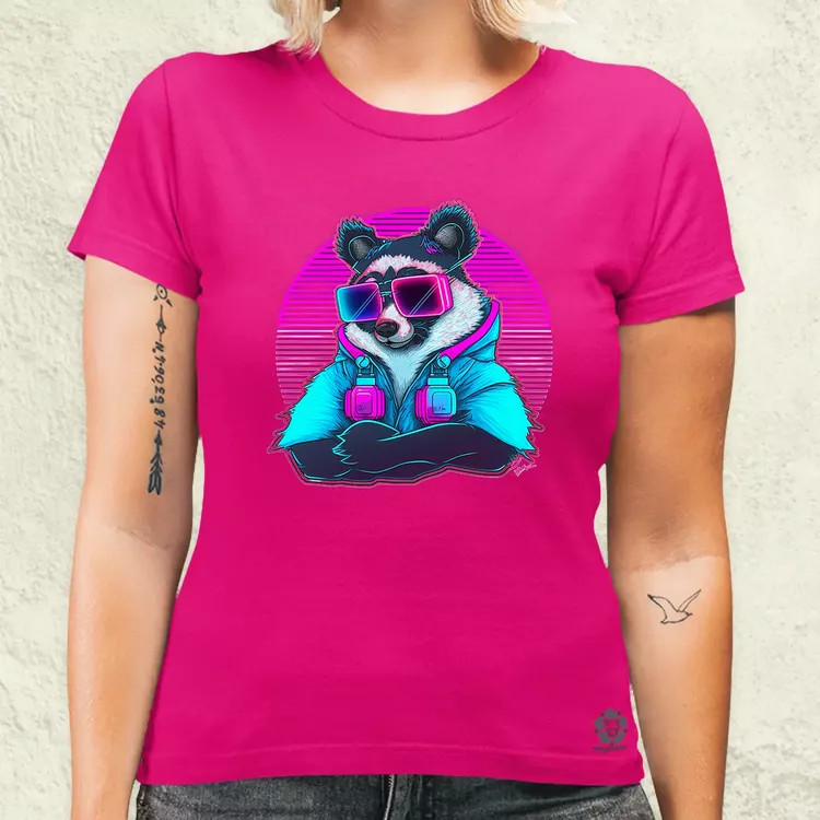 Retró hullám panda szemüvegben v3 női póló