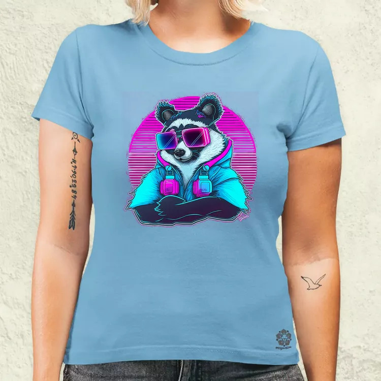Retró hullám panda szemüvegben v3 női póló