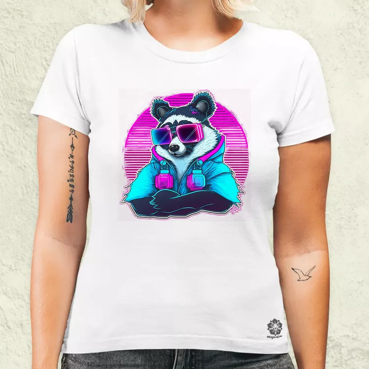 Retró hullám panda szemüvegben v3 női póló
