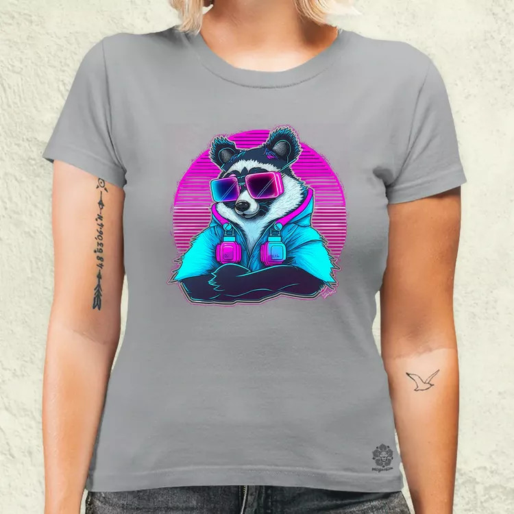 Retró hullám panda szemüvegben v3 női póló