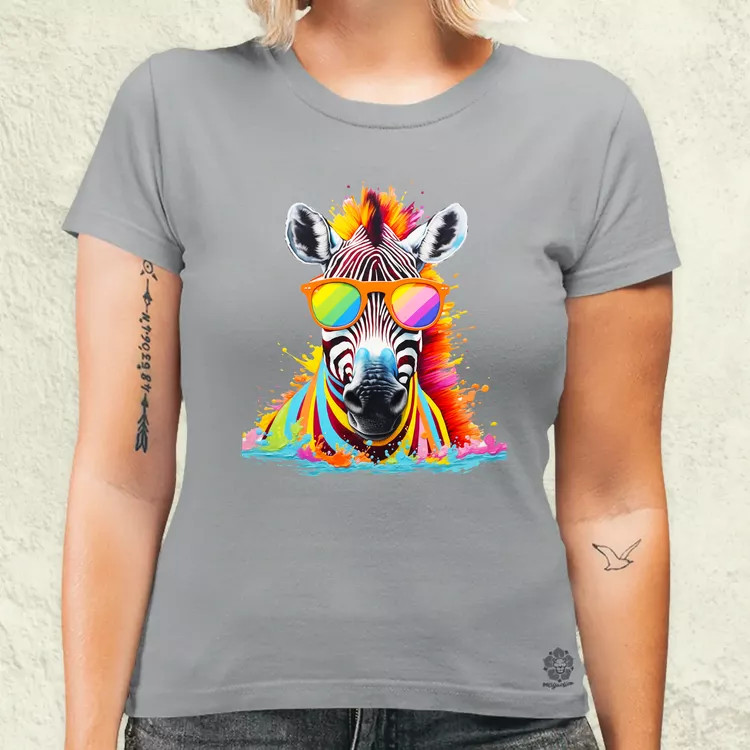 Szivárvány zebra női póló
