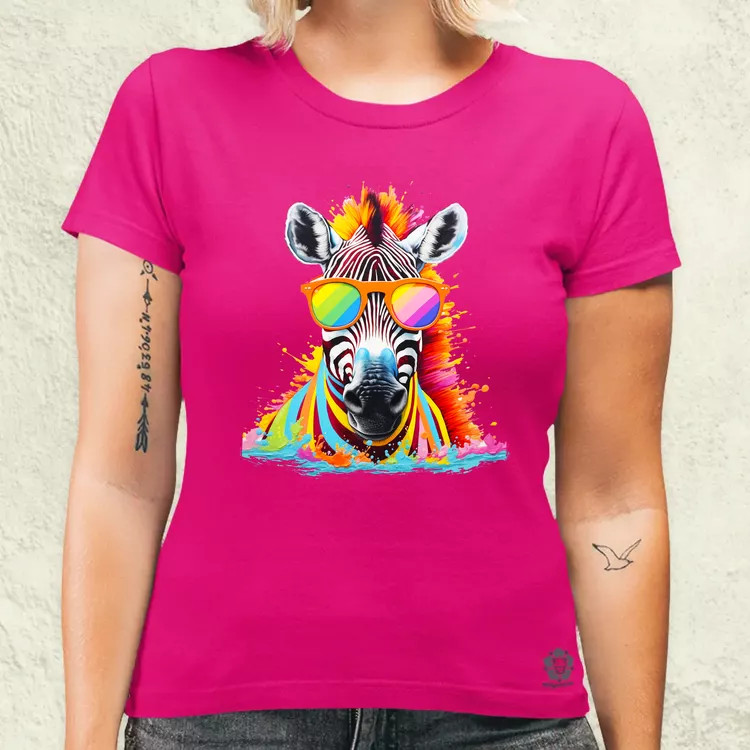 Szivárvány zebra női póló