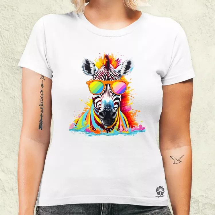 Szivárvány zebra női póló