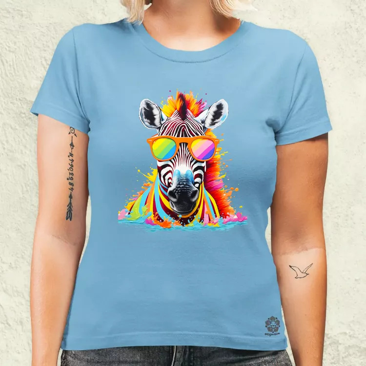 Szivárvány zebra női póló