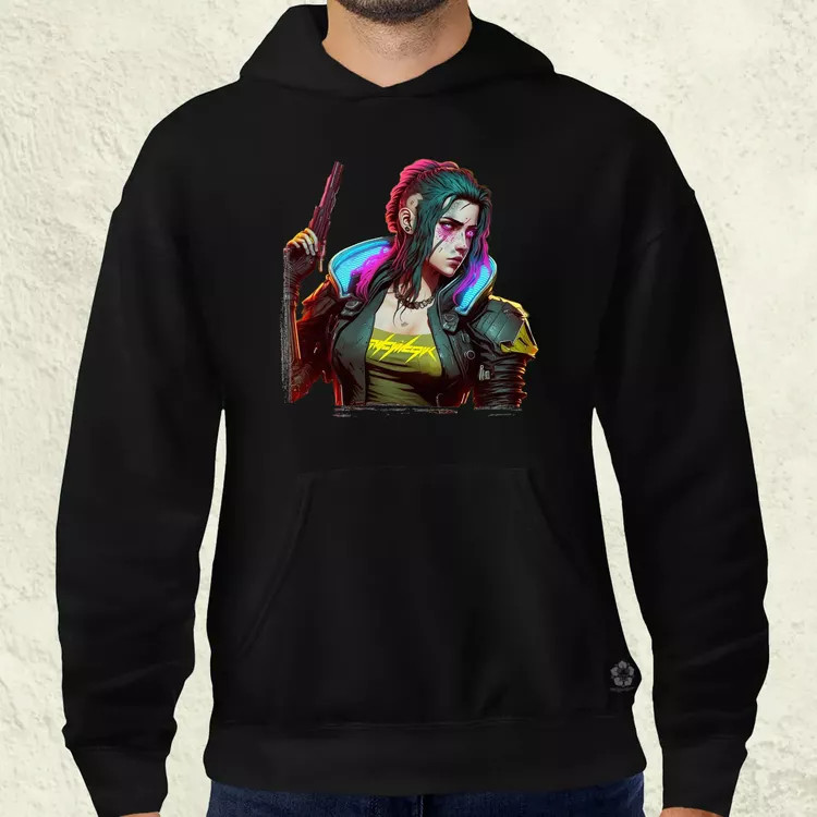 Cyberpunk nő fanart férfi pulóver