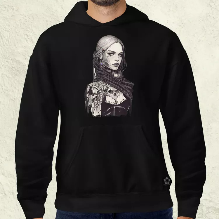 Dark cyberpunk portré v12 férfi pulóver