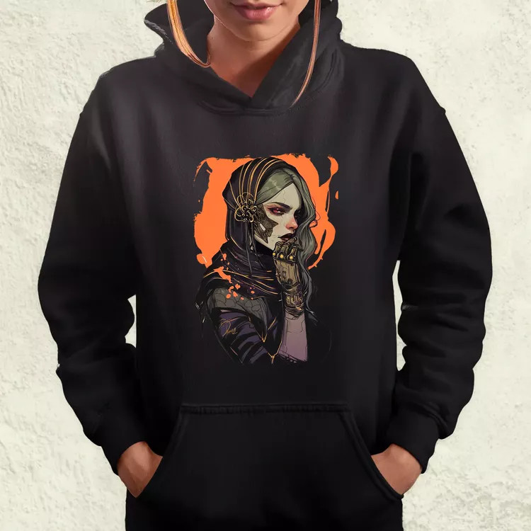 Dark cyberpunk portré v14 női pulóver