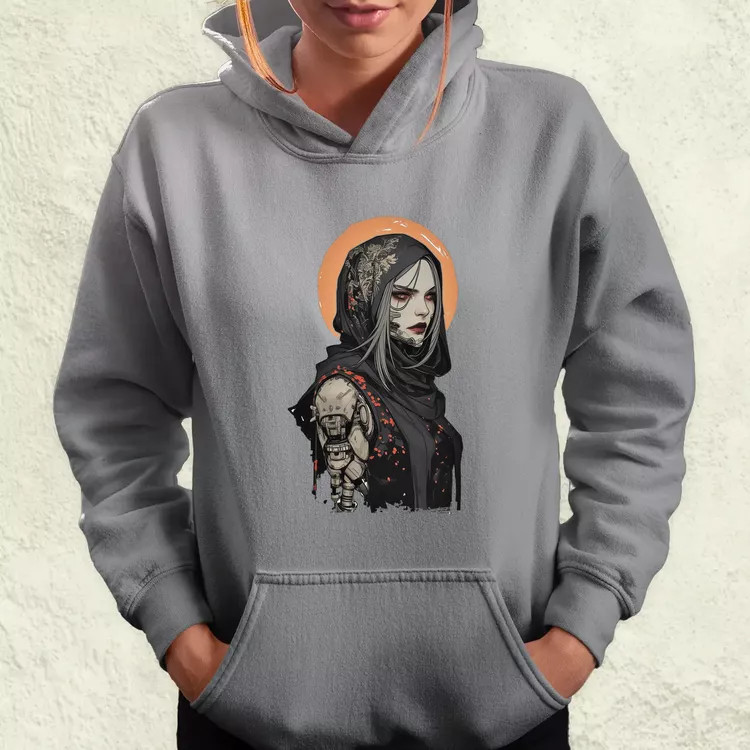 Dark cyberpunk portré v15 női pulóver
