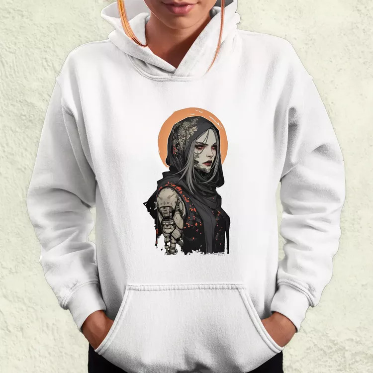 Dark cyberpunk portré v15 női pulóver