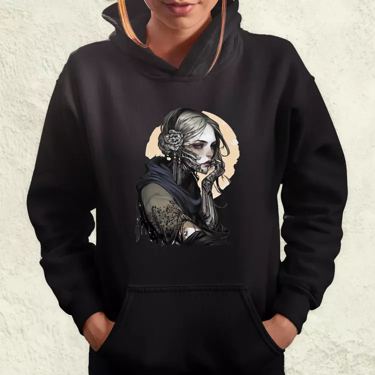 Dark cyberpunk portré v16 női pulóver