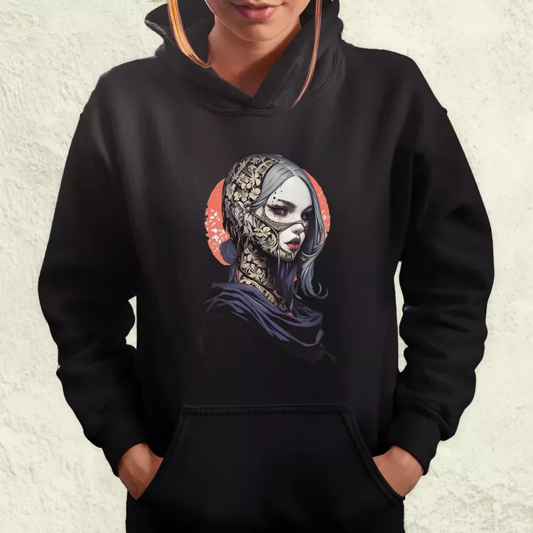 Dark cyberpunk portré v5 női pulóver