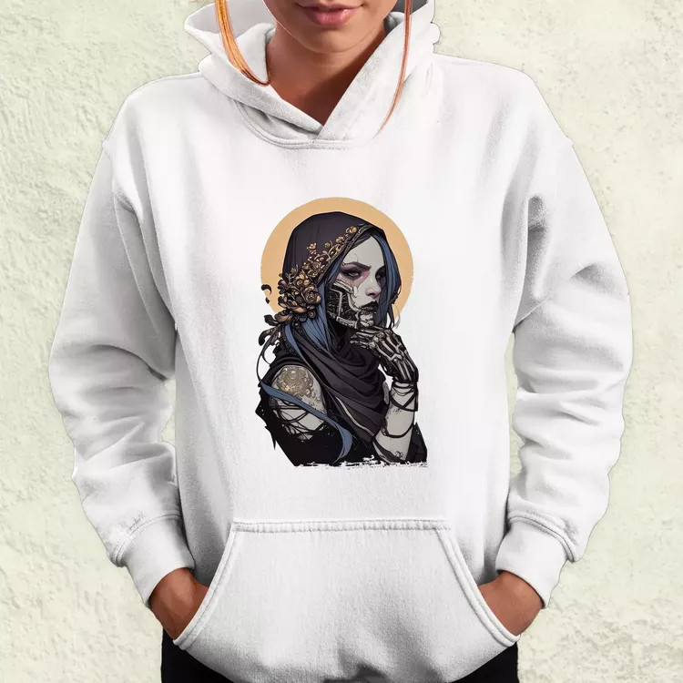 Dark cyberpunk portré v9 női pulóver