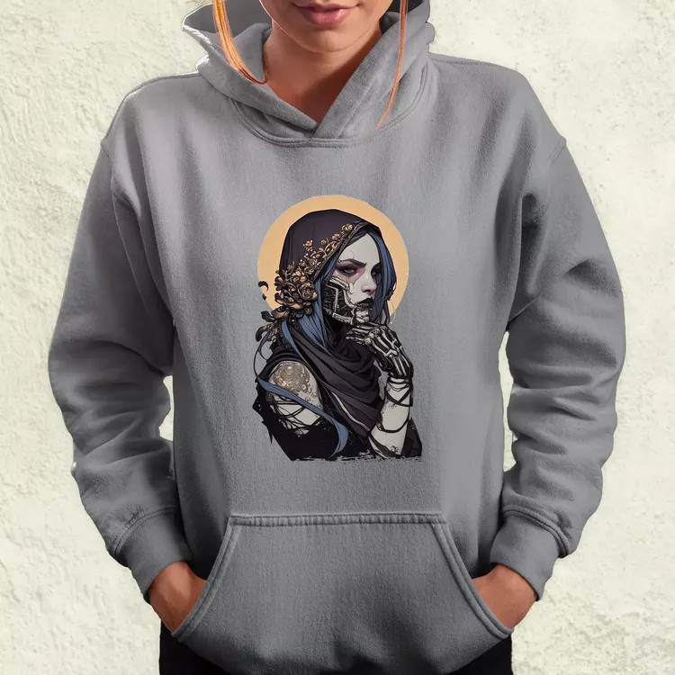 Dark cyberpunk portré v9 női pulóver
