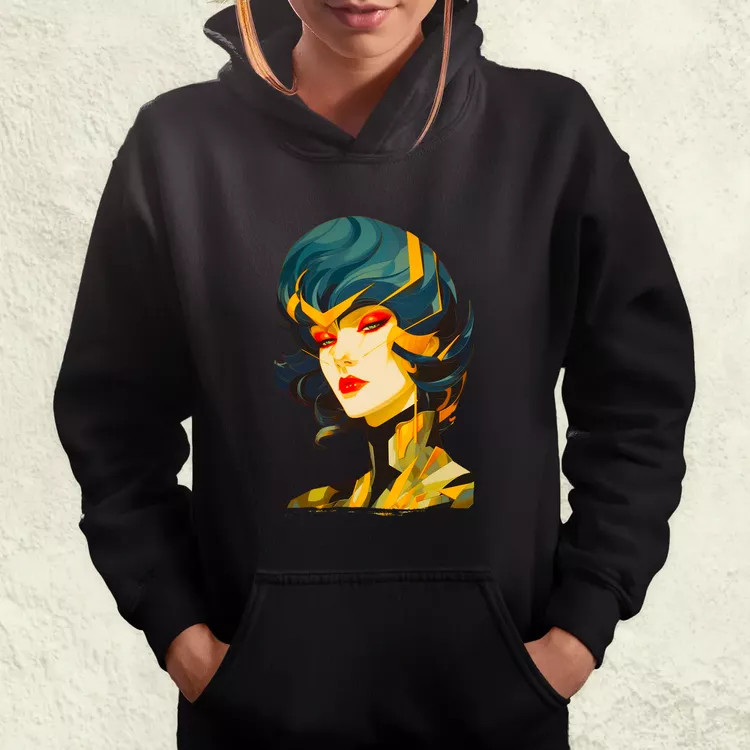 Pop art cyberpunk portré v3 női pulóver