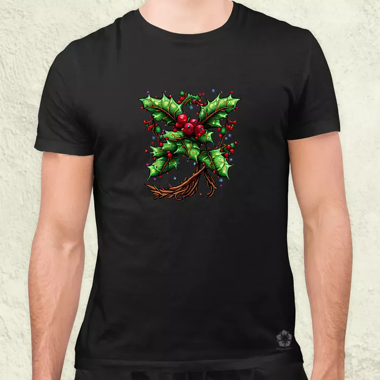 Pixelart fagyöngy kék férfi póló