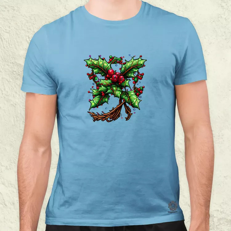 Pixelart fagyöngy kék férfi póló