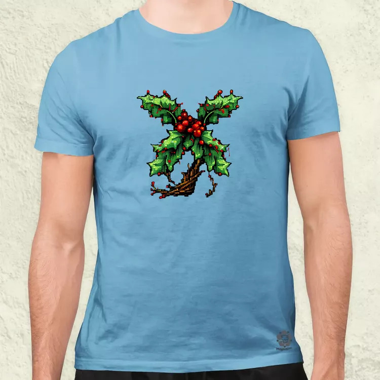 Pixelart fagyöngy piros férfi póló